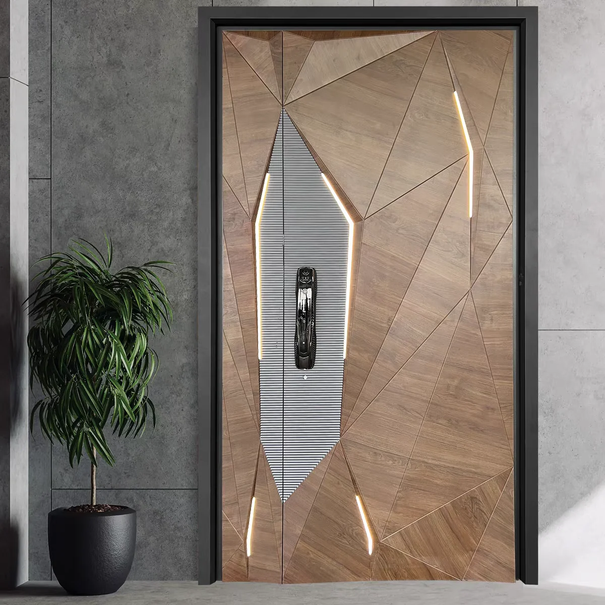 Sixinalu Entrance Doors Light Strip 1S.q Exterior Gate Entry Door Aluminum Front Casement Door Panel Home Decor Custom
