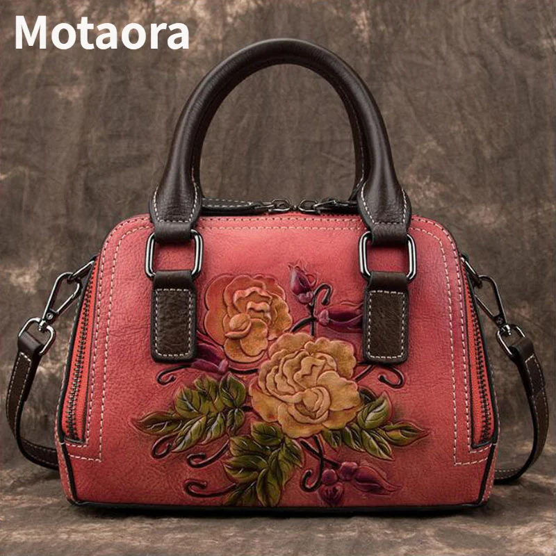 

MOTAORA Floral Embossed Women Shoulder Bag For Ladies Genuine Leather Handbag Women's Bag 2024 Trend Hadnbags Designer Luxury