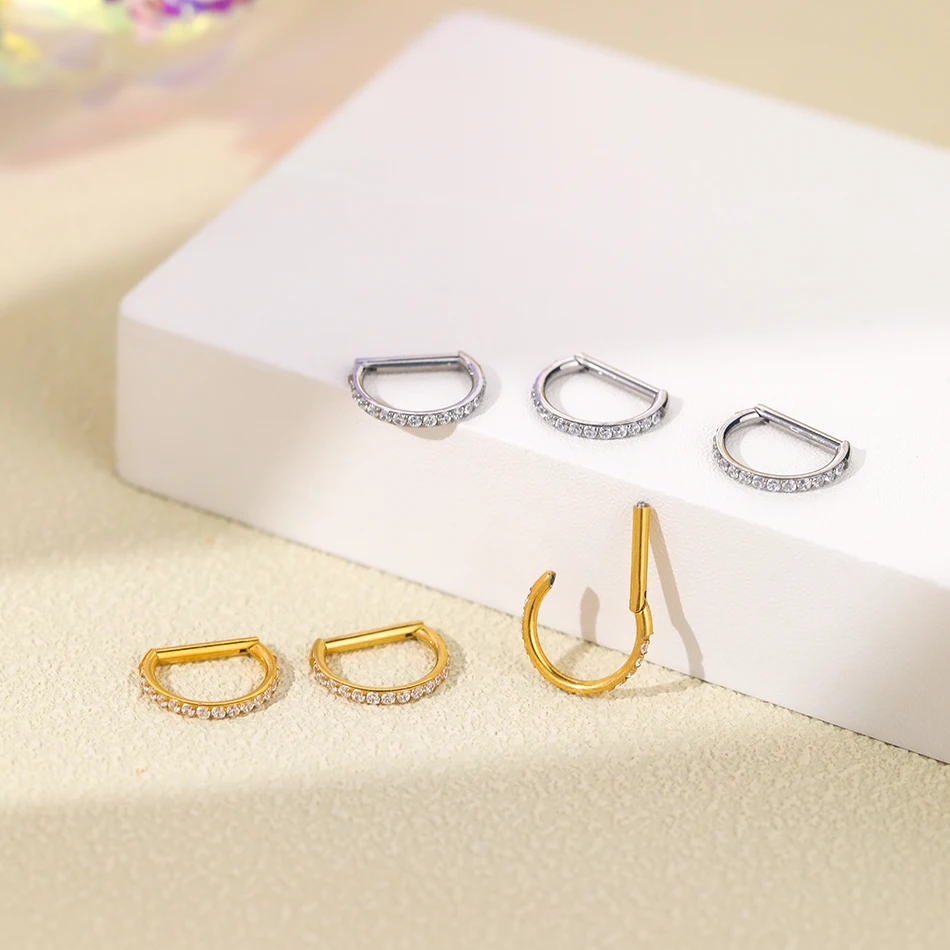 1 Stück Titan Nase Hoop Daith Ohrring Conch Helix Septum Piercing Clicker Segment Helix Rook Ohr Piercings Frauen Körperschmuck 16G – Detail 29