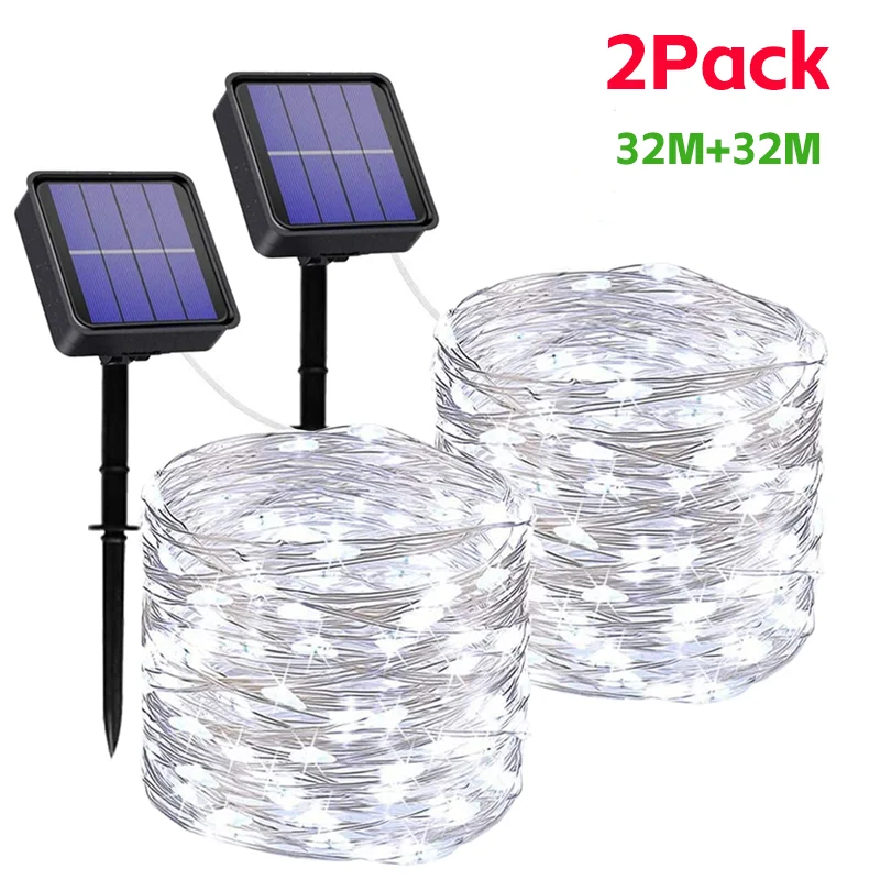 

Solar Fairy Lights Outdoor Waterproof 8 Modes 32m/22m/12m/7m Copper Wire Patio Decor Lights Yard Porch Christmas Wedding Decor