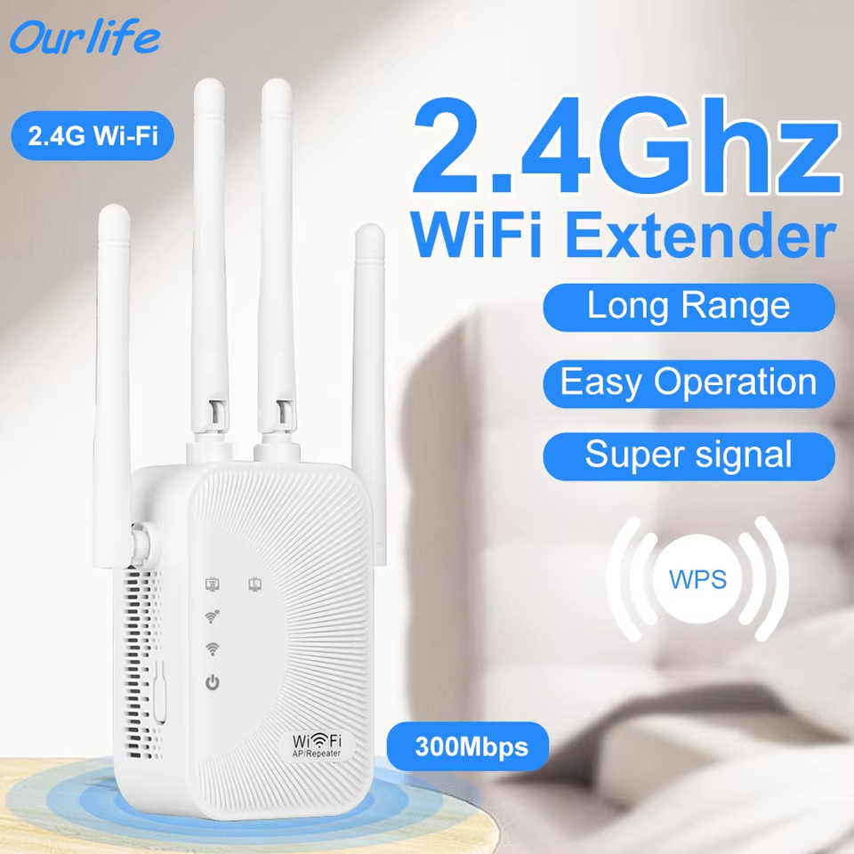 Ourlife 300Mbps WIFI Repeater Remote WiFi Signal Booster Network Amplifier Wireless Wi-Fi Repeater Access Point For Home Office