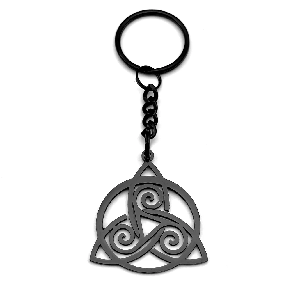 Viking Trinity Keltischer Knoten Schlüsselanhänger für Männer Frauen Edelstahl Hexe Triskele Triskelion Schlüsselanhänger Schmuck Geschenke – Detail 10