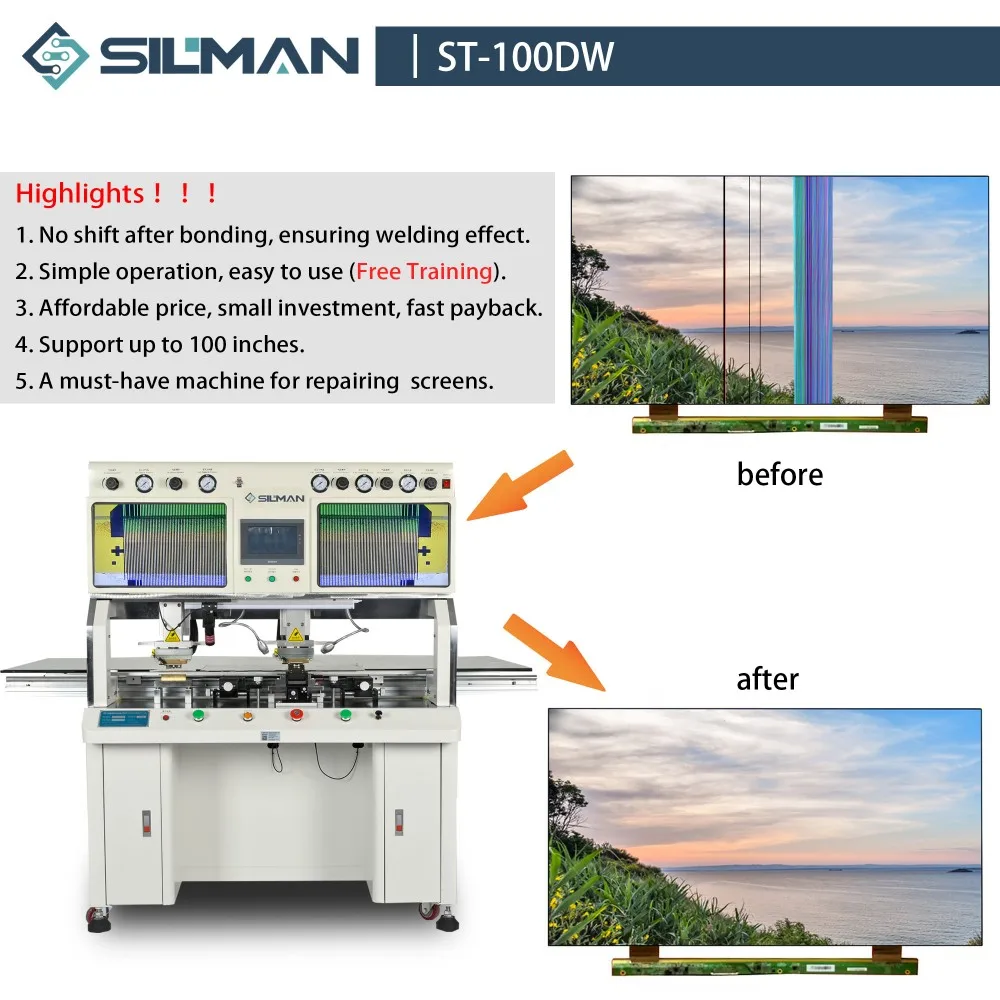 Silman ST-B100DW TV Screen Repair ACF COF Bonding Machine LCD LED Open Cell Laptop Screen COF TAB Glueing Device 5