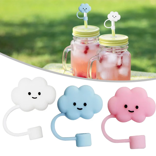 Creative Silicone Cloud Straw Cover No Peculiar Smell Durable Straw Plug  for Cup Straw Accessories White Cloud