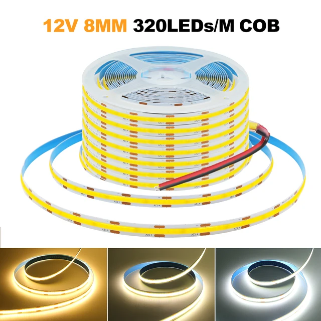 COB Strip DC 12V 24V 320Leds/M High Density RA90 White Pink
