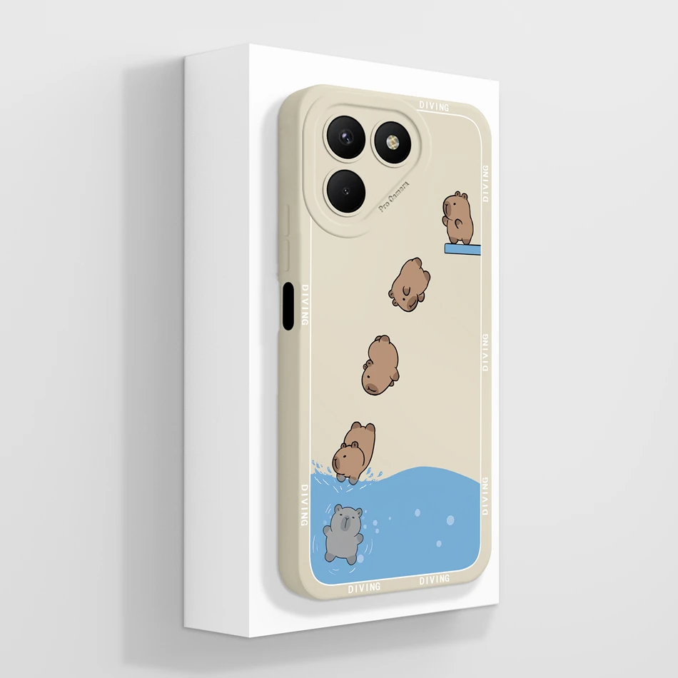 Cute Animals Flower Pattern Soft Liquid Silicone Phone Case Cover