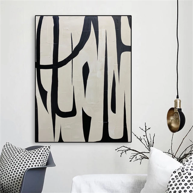 Circle Geometric Painting Wall Art Large Modern Art Painting On Canvas  Minimalist Art Abstract Painting Black White - Painting & Calligraphy -  AliExpress