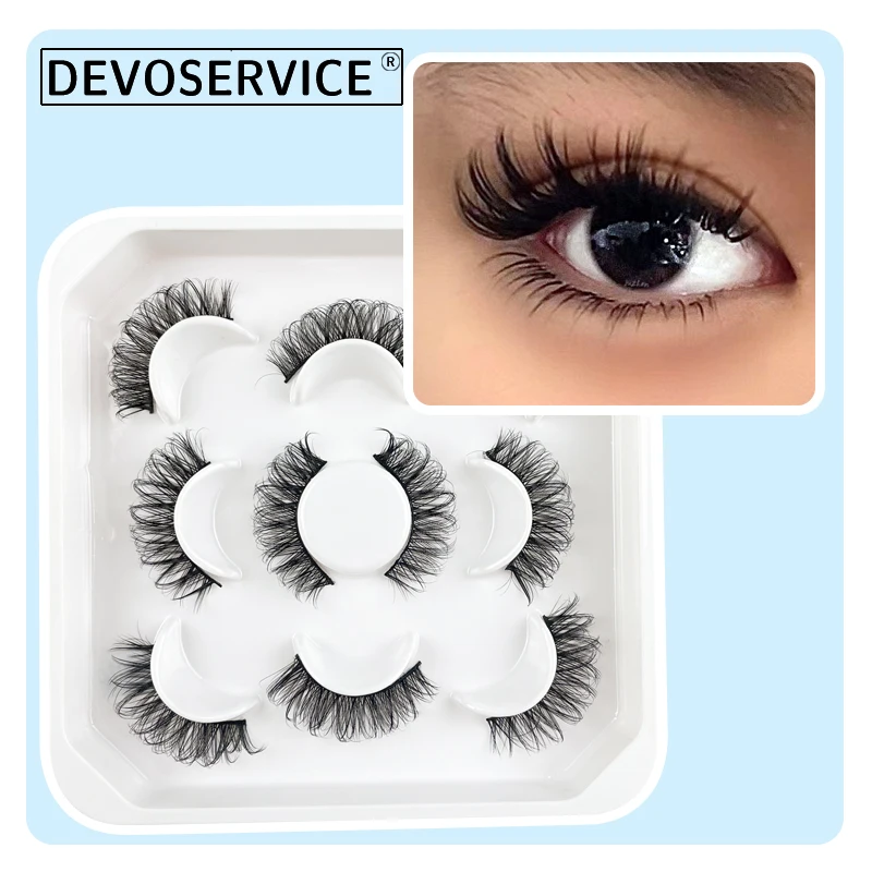 

DEVOSERVICE 5 Pairs Russian Strip Lashes DD Curl False Eyelashes Natural Multi Style Thick Eyelash Extensions Faux Cils Cosplay
