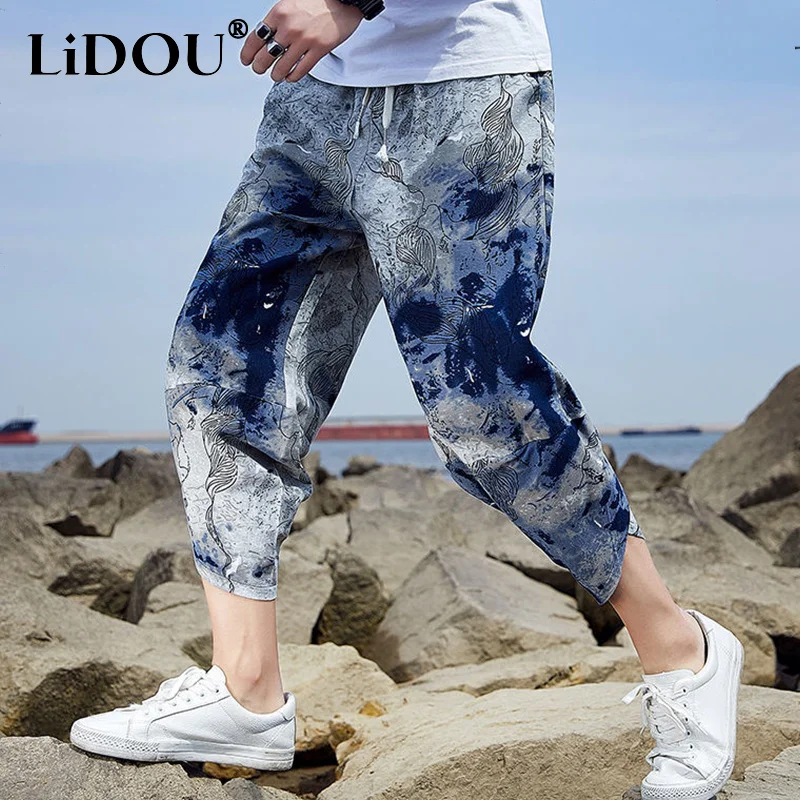 

summer autumn Y2K casual cotton loose Casual Harem Pants man Calf-Length Pants Joggers Hip Hop Wide Leg Pants