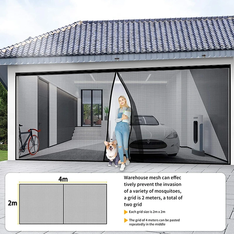 2*4M Garage Insect Net Door Curtain Portable Mosquito Net Summer Invisible Anti-Mosquito Net Removable Washable