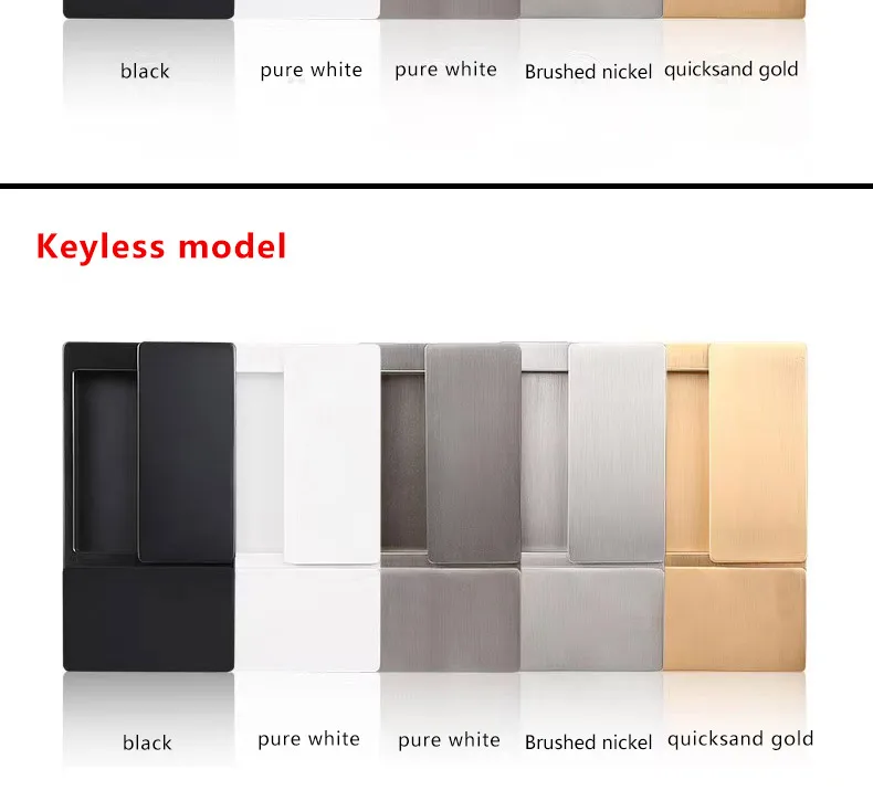 2023 New Handleless Flat Lock Modern Bedroom Magnetic Recessed Door Handle Silent Push-Pull Golden Invisible Sliding Door Lock