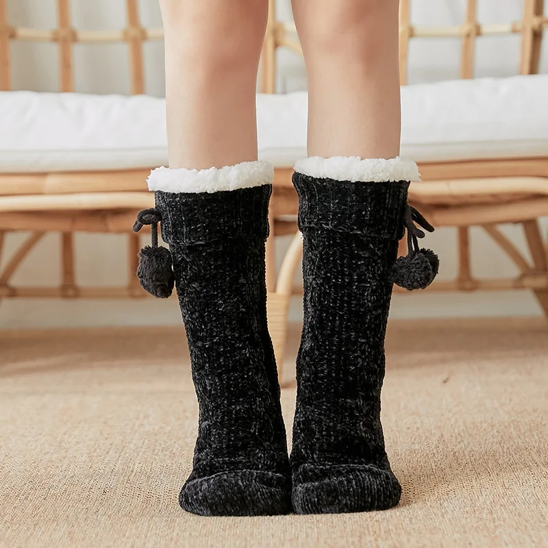 Calcetines térmicos de lana para mujer, medias cálidas y acogedoras para  senderismo, trabajo de invierno, suaves, para el hogar, 1 par - AliExpress