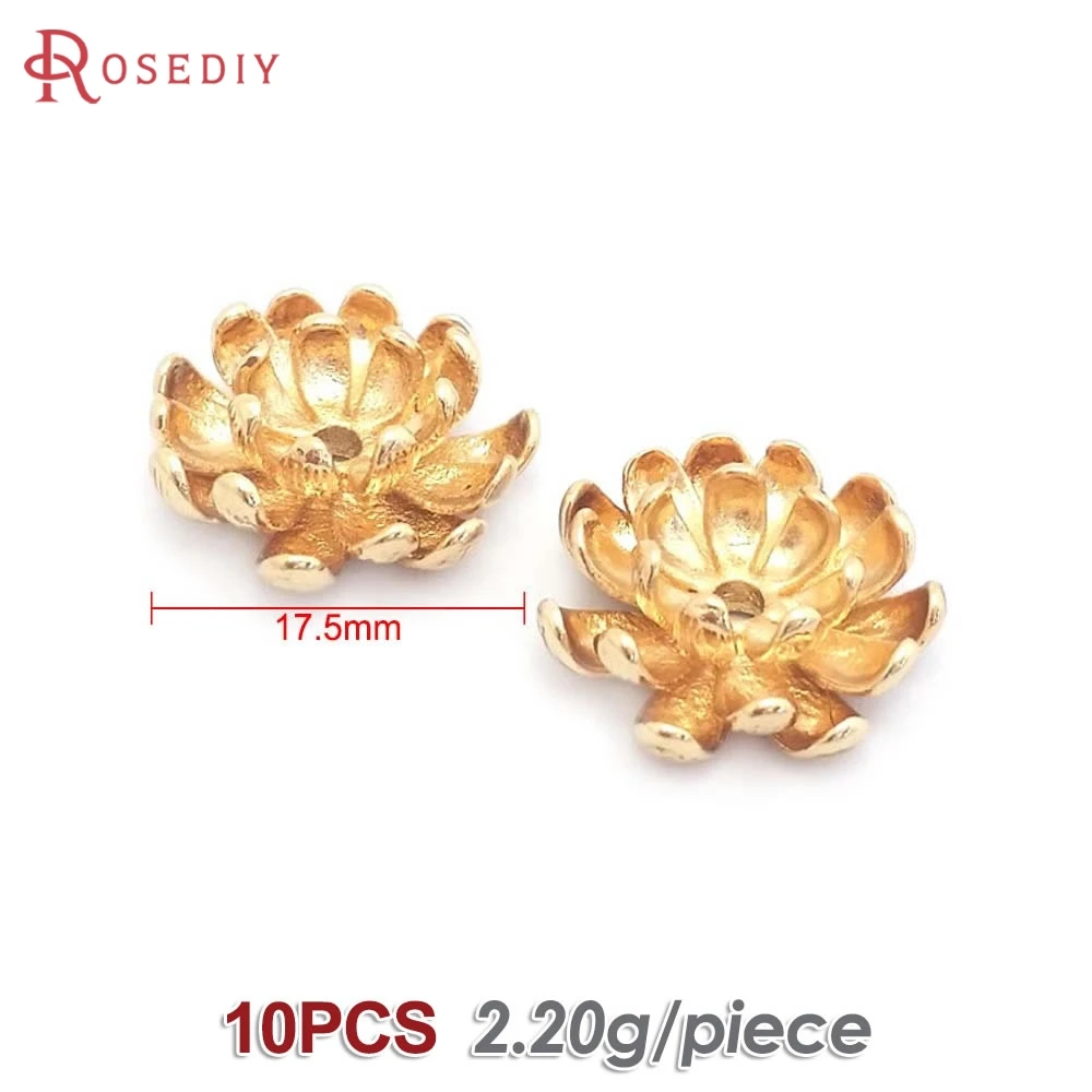 Elegant 18K Gold Brass Floral Bead Caps for DIY Jewelry & Earrings