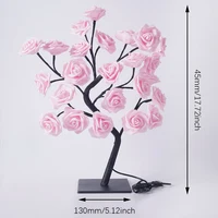 24 LED Rose Tree Lights USB Plug Table Lamp Fairy Flower Night Light For Home Party Christmas Wedding Bedroom Decoration Gift 5