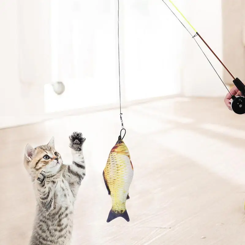 Cat Wand Toy Long Handle Cat Teaser Fish Toy With And Wheel Interactive Cat  String Toy Catcher Teaser And Funny Exercise For - AliExpress