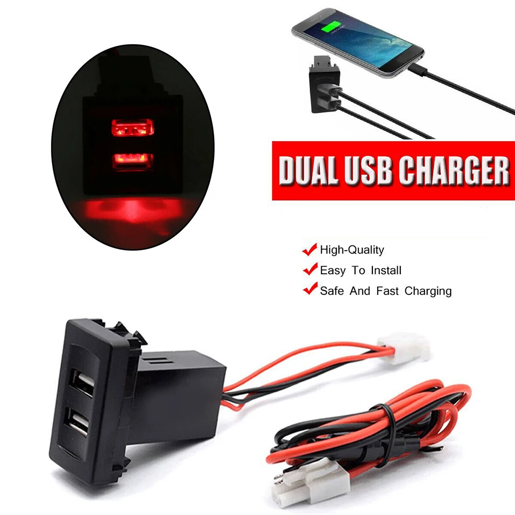Cargador con puerto DE LUZ DOBLE enchufe USB para coche, zócalo incorporado de luz para transporte T4, 2.1A _ - AliExpress Mobile