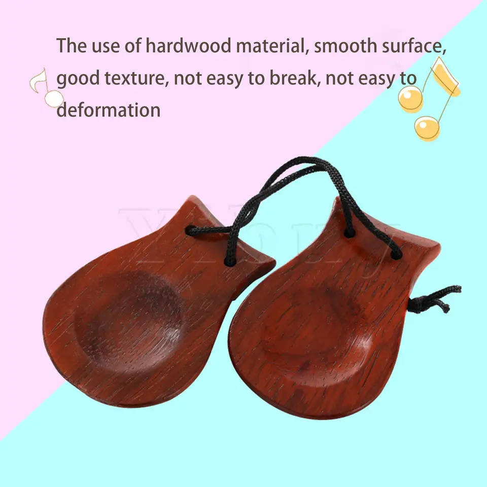Yibuy 1 Pack Mahogany Castanets Hand Clappers Kit for Family