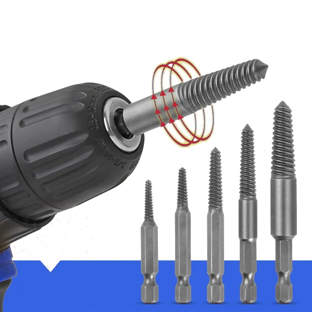 Hexagonal Handle Broken Head Screw Extractor Power Tool Accessory Hexagonal Broken Thread Extractor Thread Set 5PC