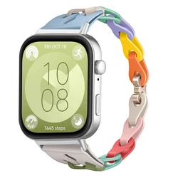 Elegant Chain Silicone Strap - Adjustable Wristband Bracelet Replacement Accessories for Huawei Fit 1 (Slim macaroon)