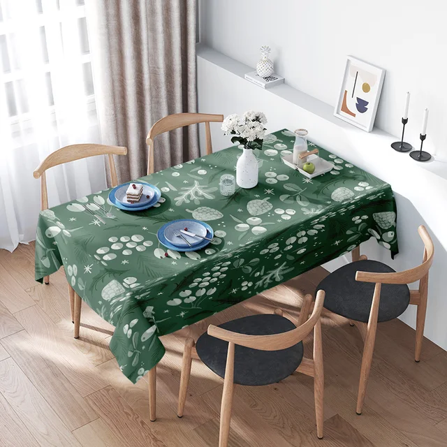 Green Floral Tablecloth Set 1