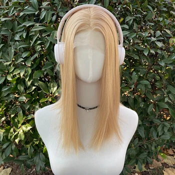 Blonde Mixed Highlight 13x4 Synthetic Lace Front Wigs for Women Shoulder Length Synthetic Wigs Layers Glueless Wigs Middle Part