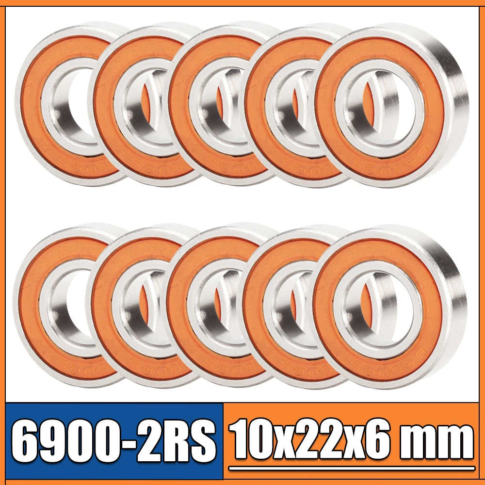 Rolamento 10 Pcs 10x22x6 mm Abec3 Passatempo rc Caminhão do Carro Elétrico 6900 rs 2rs Rolamentos de Esferas 69002rs Laranja Selado 6900rs