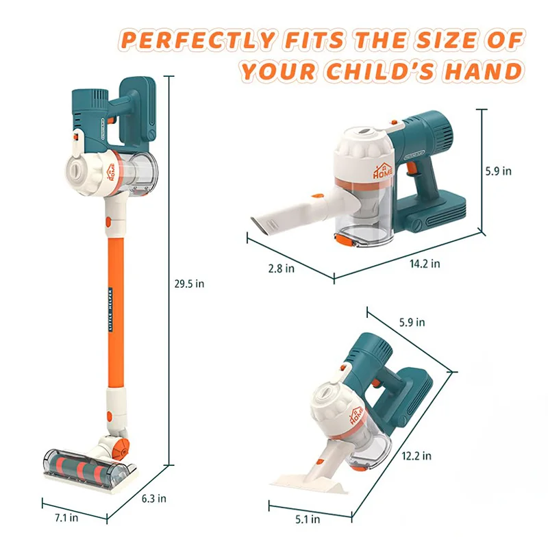 Simulation Vacuum Cleaner for Kid Toy Household Cleaning Dust Catcher Toy with Music Sound Light for Boy Girl Pretend Play Game