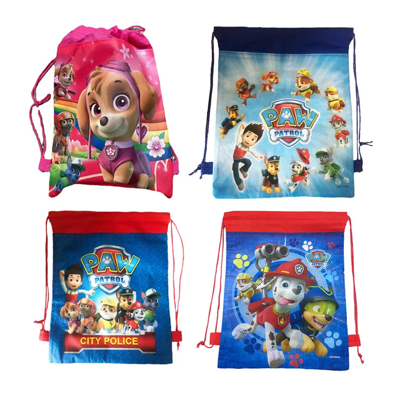 Paw Patrol Chase Non-woven Fabric Children Favorite Travel Bag Storage Clothes Shoe Bag Cotton Drawstring Dag Portable Backpack