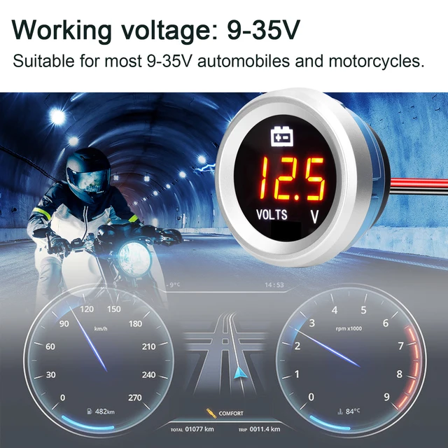Voltmetro Auto 12V 52mm Universale - Misuratore Di Tensione Per Auto E Veicoli