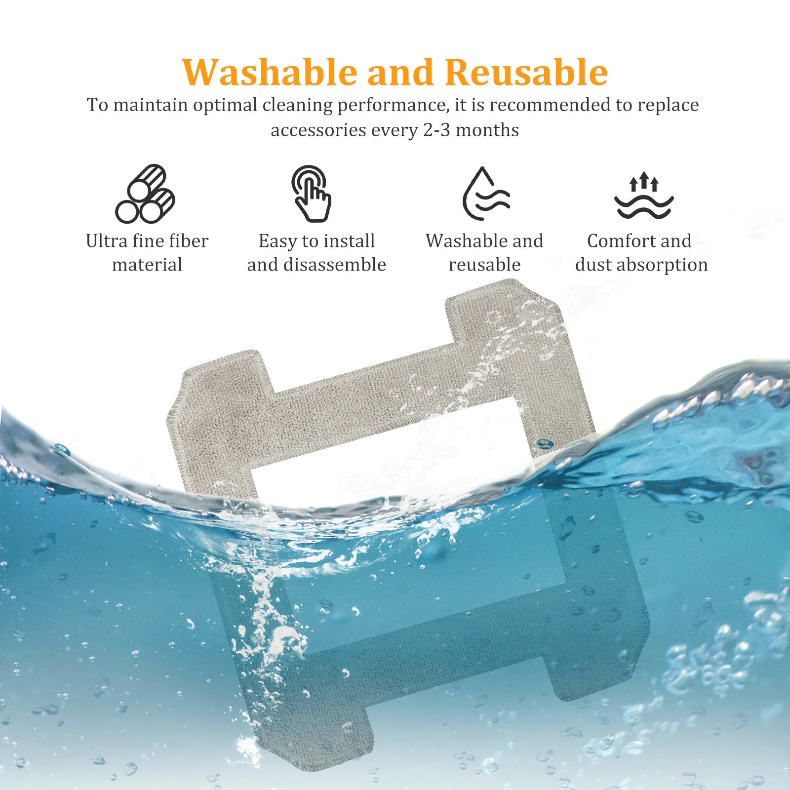 Microfiber Window Vacuum Mop Pad Replacement for Robot Cleaner