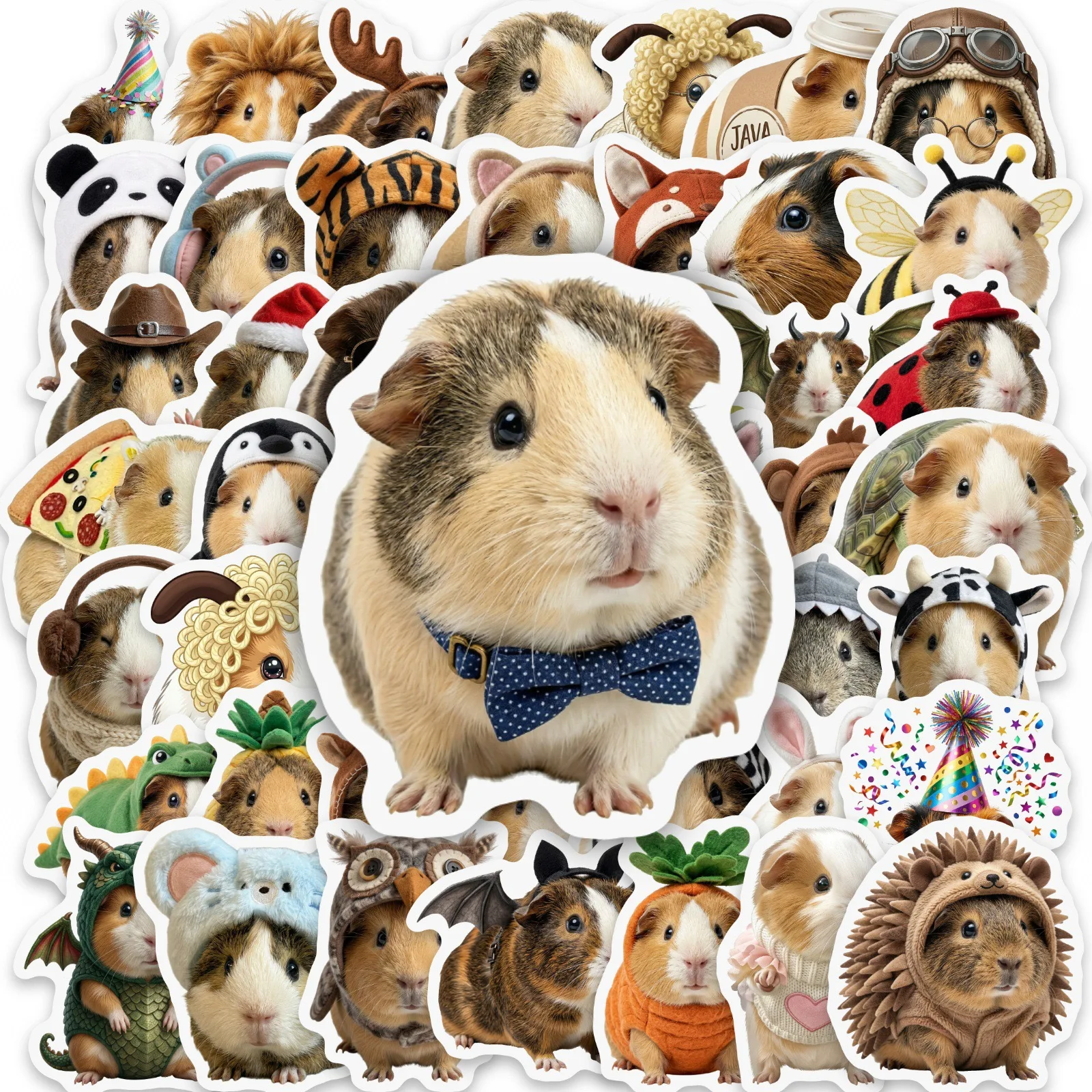 50 Stück Meerschweinchen-Aufkleber, Niedliche Cartoon-Sticker für Laptop, Handy, Gitarre, Gepäck, Wasserfeste Graffiti-Vinyl-Aufkleber