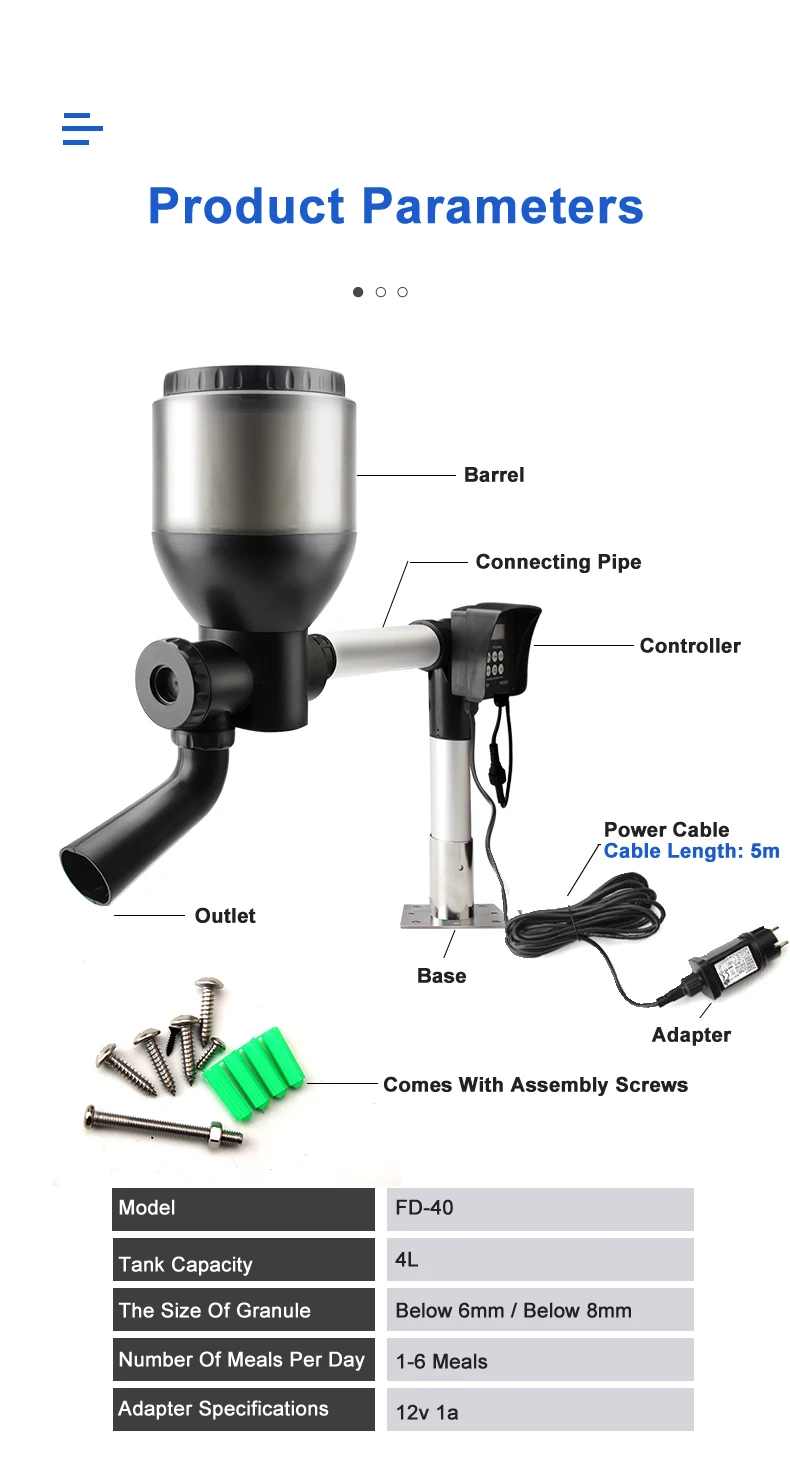Jebao Fish Feeder Aquarium WIFI Manual control Timing ration feeding high-capacity 4L 5L 8.5L FD40 FD50 FD-85 for Fish tank pond · v6