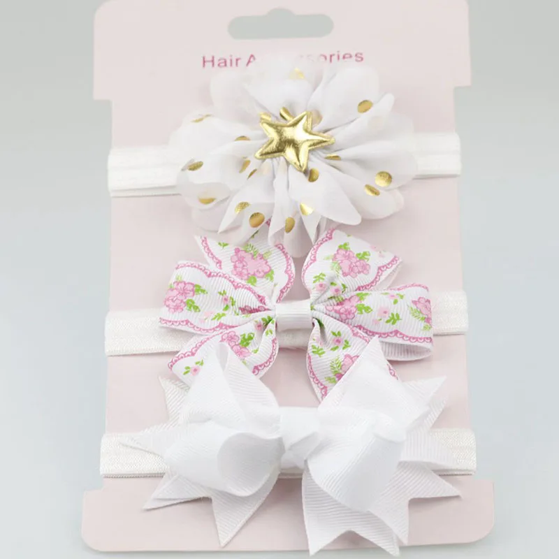 Hair Bands Hair Accessories Hair Headband Accessories Baby Headband Set 3Pcs Baby Elastic Flower Headband Girls Bows Hair Band Toddler Infants Bowknot Hairband Turban Kids Headwear