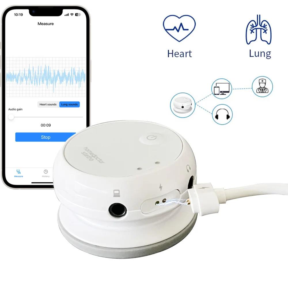Wireless Bluetooth Electronic Stethoscope Rechargeable Digital Stethoscope Support Heart And Lung Sounds Data Sharing