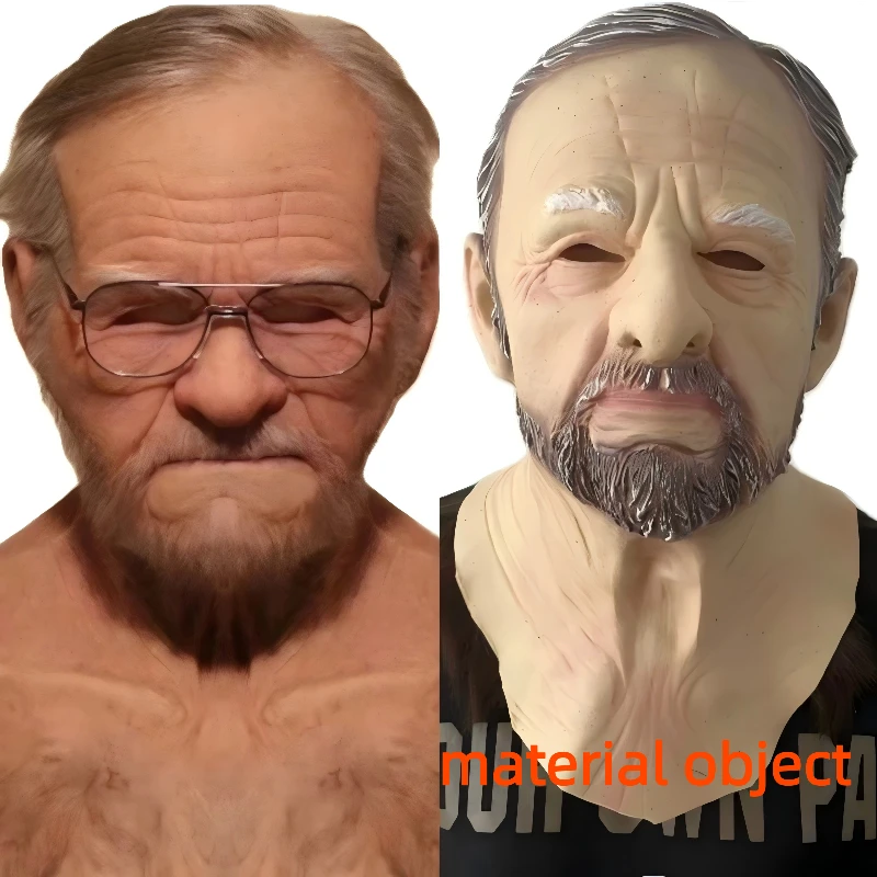 Old Man Mask Halloween Party April Fool's Day Wrinkle Full For Head Mask Face Party Supplies Thriller Cosplay Props halloween decoration props halloween knife