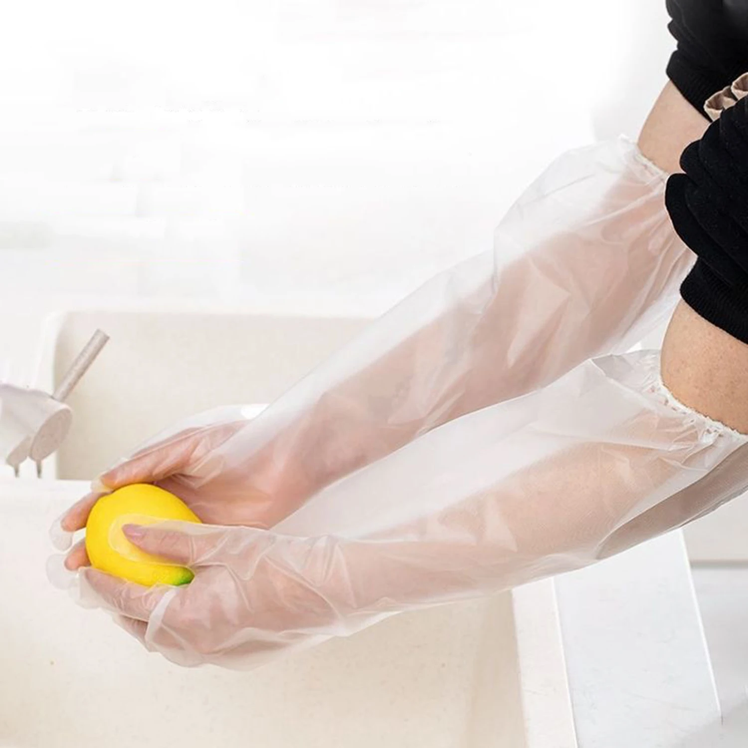 Disposable Gloves 10PCS/Bag Long Arm Transparent Eco-friendly Multifunctional Farm Glove For DIY Cooking Kitchen