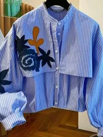 Chemisiers amples et polyvalents à la mode, chemises à col rond brodé à manches longues pour femmes, nouvelle collection printemps été 2026 5