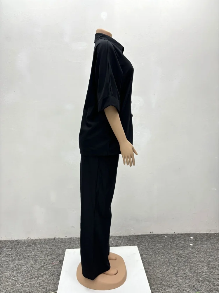 Wmstar Two Piece Set Women Wholesale Shirt Wide Leg Trousers  African Style Women's Clothing Pants Sets Button Matching Suit