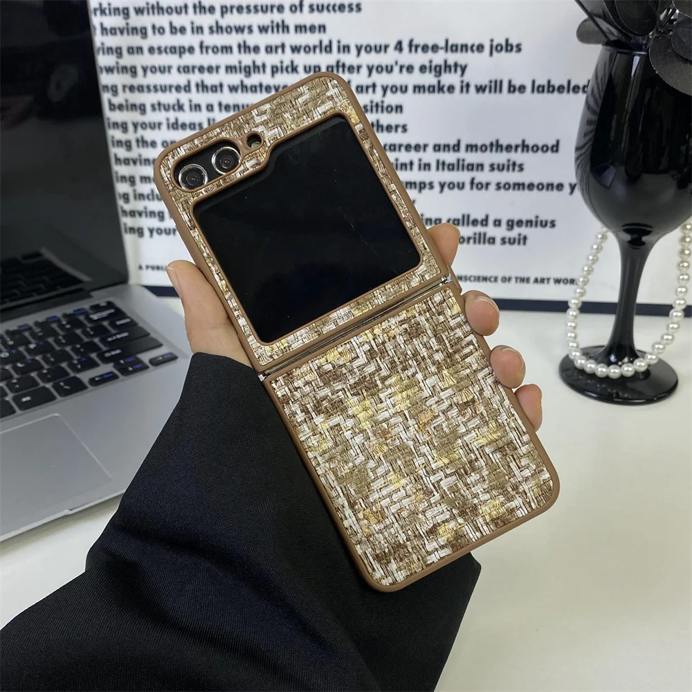 Z Flip6 Small Fragrant Wind Cloth Gradient Case for Samsung Galaxy Z Flip 6 5 4 3 ZFlip4 Flip 5 6 Slim Shockproof Bumper Cover_voghion.com