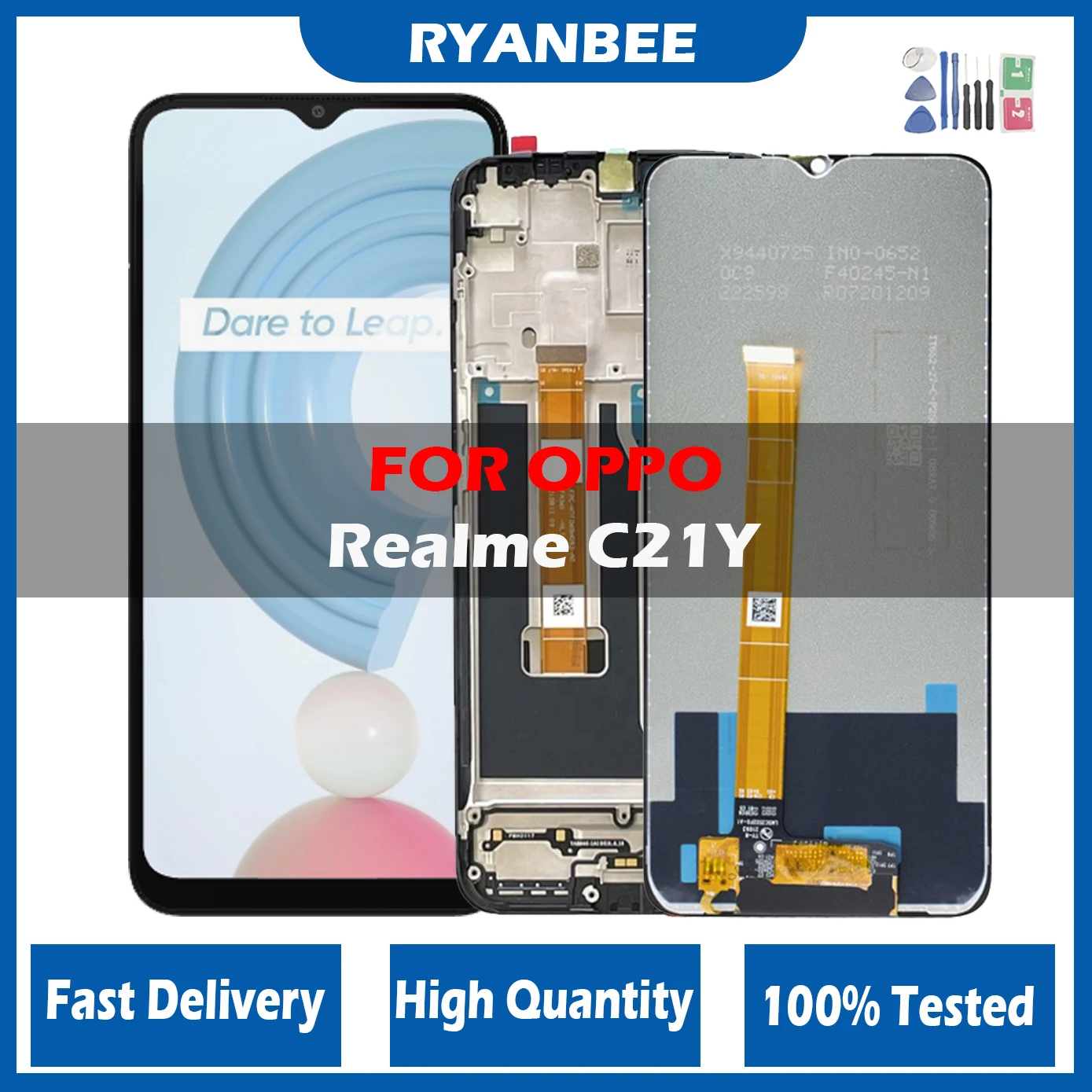 

Оригинальный ЖК-дисплей 6,5 дюйма для Oppo Realme C21Y RMX3261 RMX3263, ЖК-дисплей с сенсорным экраном и рамкой, для замены ЖК-дисплея Oppo Realme-C21Y