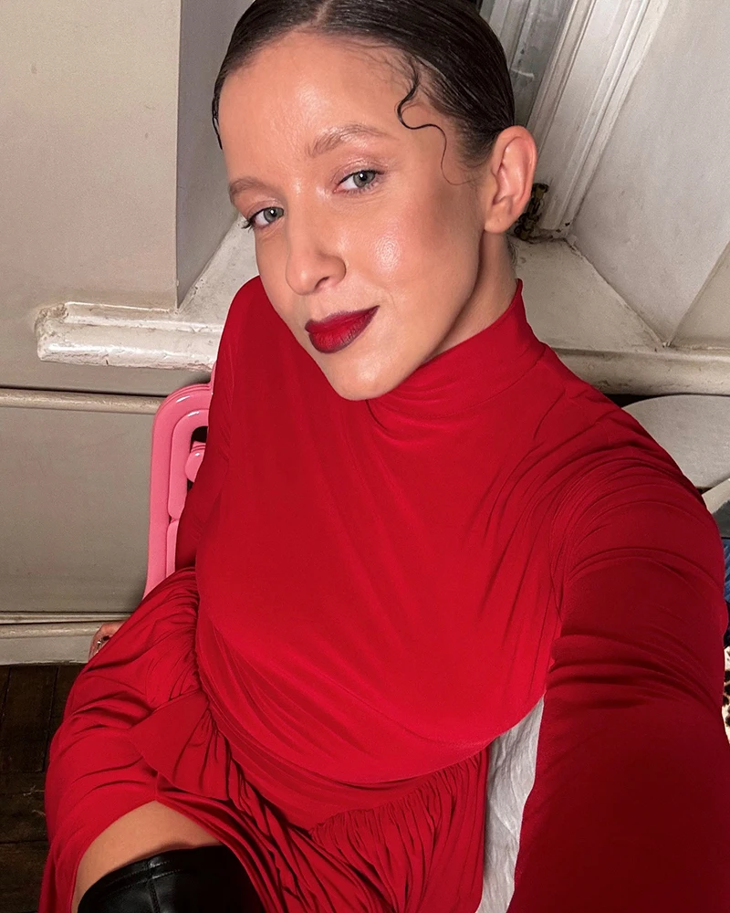 Backless O-neck Pleated Thigh Slit Long Sleeveless Autumn Winter Red Sexy Maxi Dress For Women High Waist Slim Dress