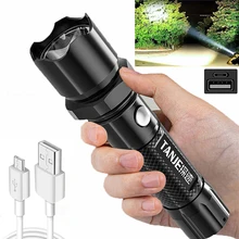 

Powerful LED Flashlight 3 Modes USB Rechargeable Flashlights Portable Bright Focusing Light Outdoor Camping Tactical Flash Light