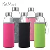 280ml/360ml/550ml Glass Water Bottle High Temperature Resistant Sport Bottle with Protective Bag BPA Free Travel Drink Bottle