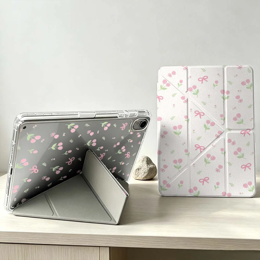 Pink Flower Bow Pattern Soft Tablet Case