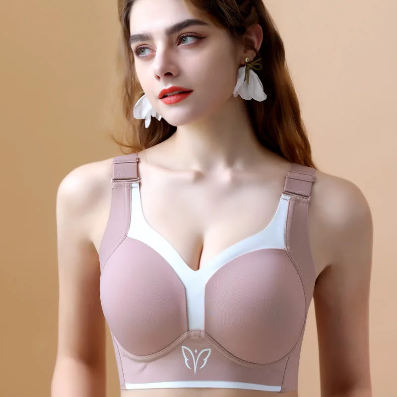 Seamless Bras for Women Plus Size Wireless Brassiere Lightly Lined Full Coverage Bra C D E Cup