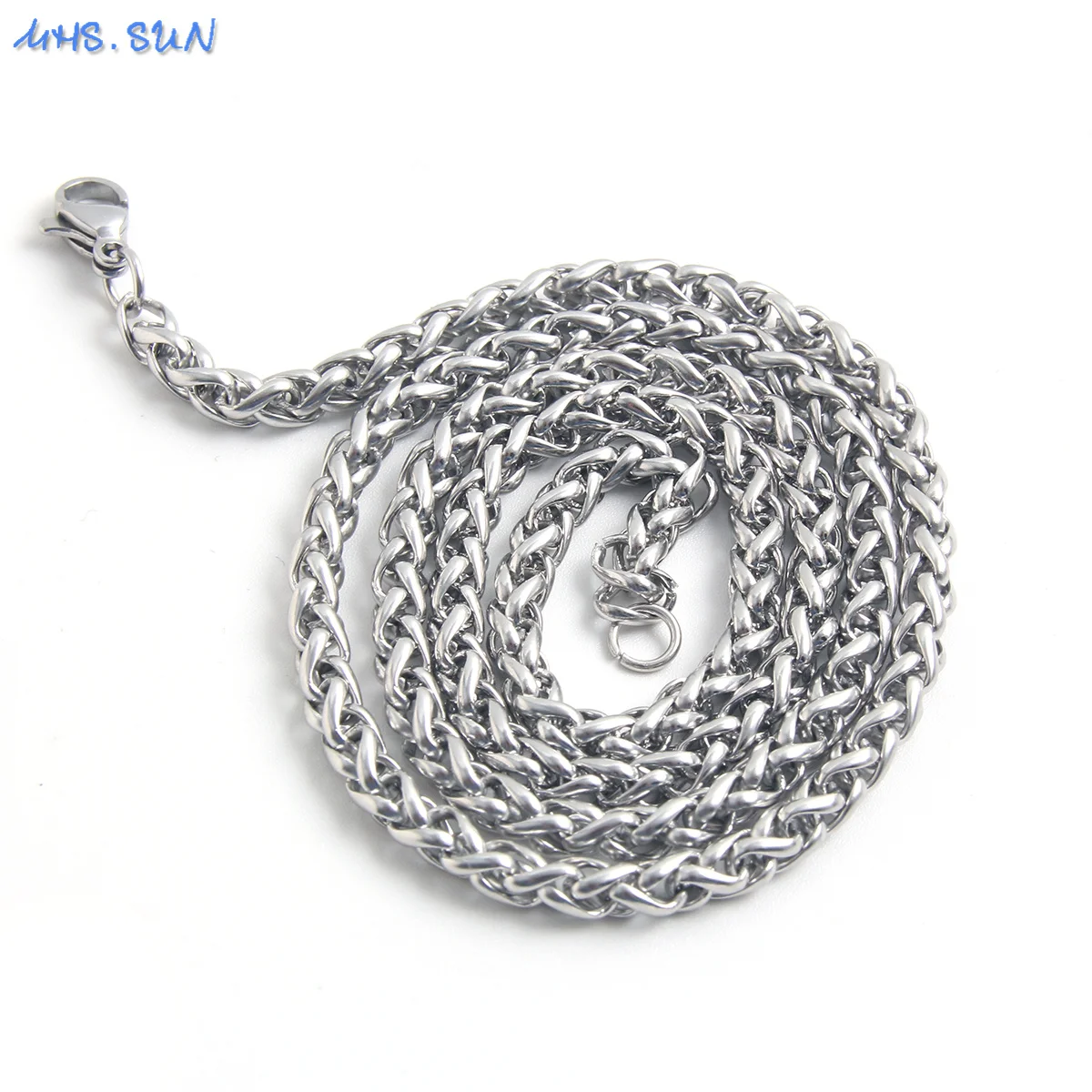 3/4/6MM Stainless Steel Flower Basket Chain Necklaces Silver Color Braided Wheat Chain For Women Men Minimalist Jewelry