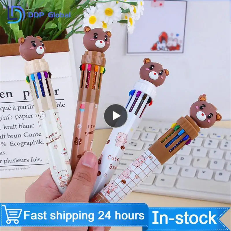 

Kawaii Медведь мультфильм силикон 10 цветов короткая и толстая шариковая ручка Школа Офис поставка подарок Канцтовары