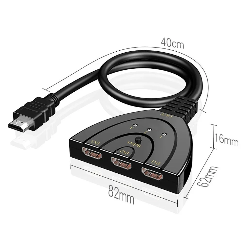Ultra HD 3-Port HDMI Video Switcher Hub