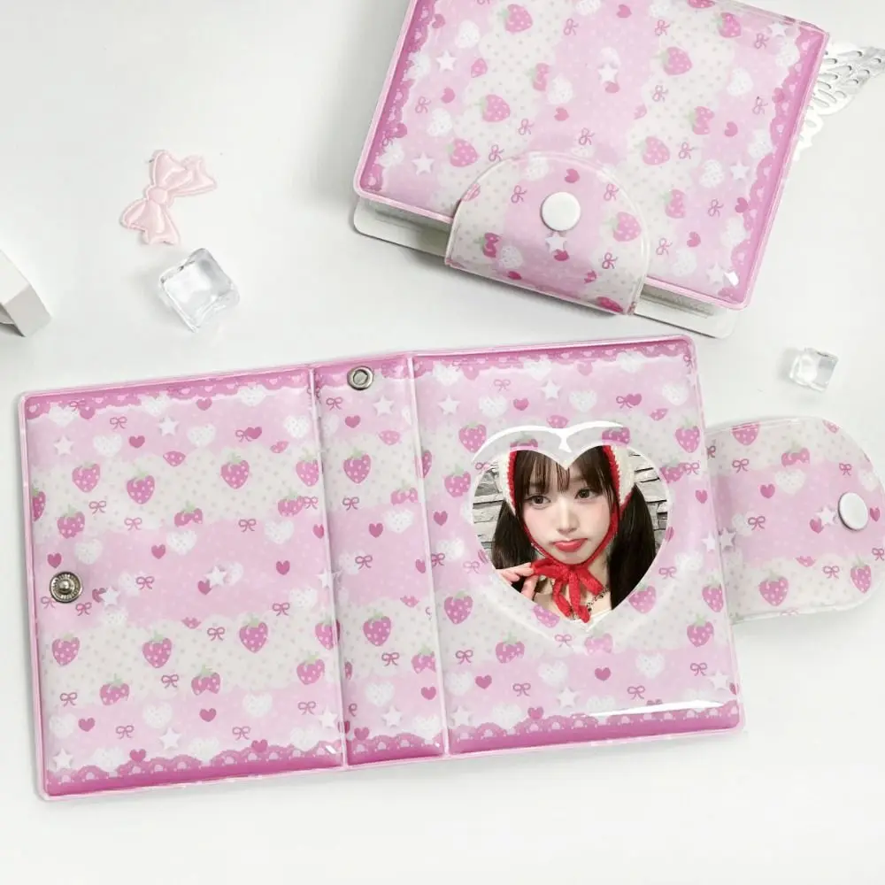 Pink Love Bow Kartenalbum, 7,6 cm, Mini-PVC-Fotokartenbinder, Sammelkartenalbum mit 16 Innenseiten, Postkartenbuch – Detail 3