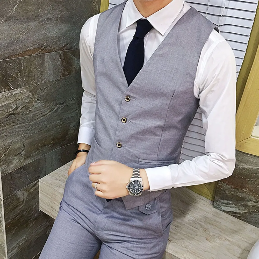 

Suit Vest Business V-neck Color Daily Waistcoat Formal Indoor Mens Office Outdoor Regular Simplicity Sleeveless